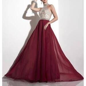 NEW PANOPLY women's chiffon skirt prom dress in wine